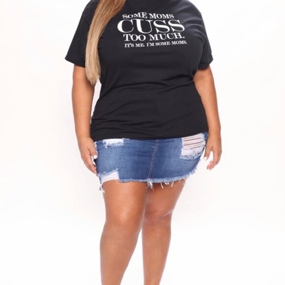 Fashion Nova ✦ Some Moms Cuss Too Much Graphic Tee ✦ Black Cotton Crew Neck S NW - Picture 5 of 14